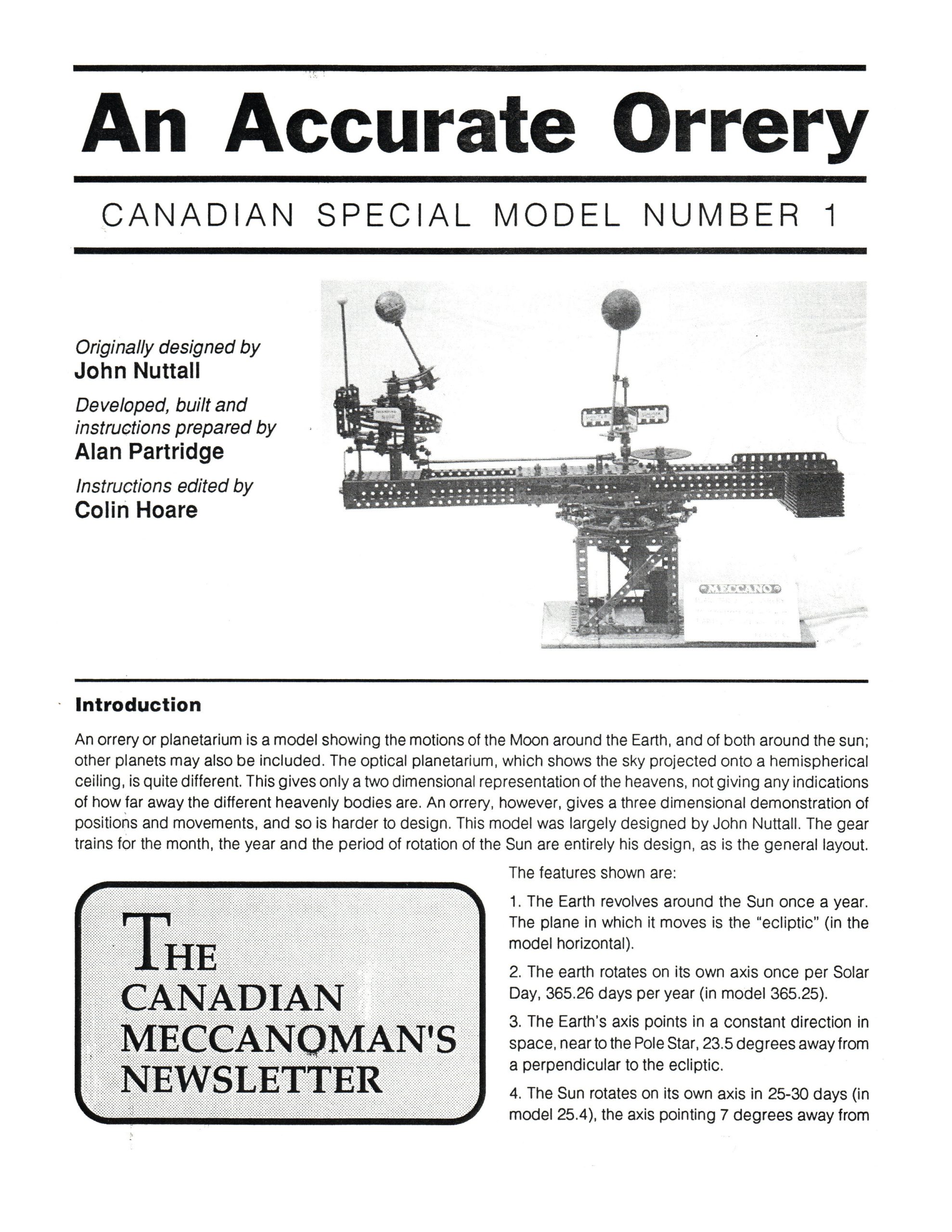 CSM01 An Accurate Orrery